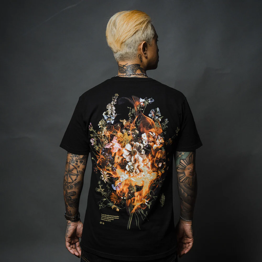 Burning Floral Black Tee - Image 2