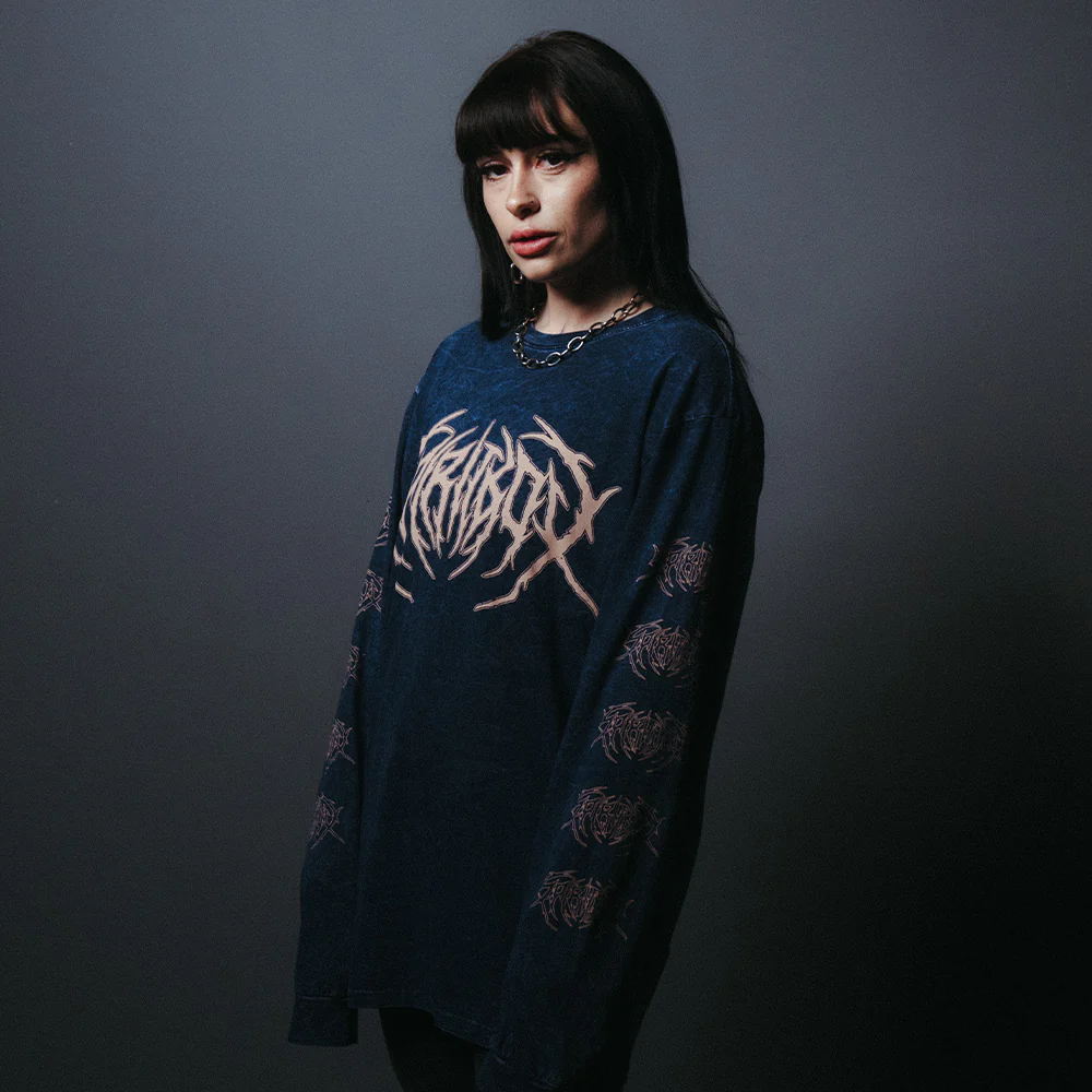 Death Metal Navy Mineral Wash Long Sleeve - Image 3