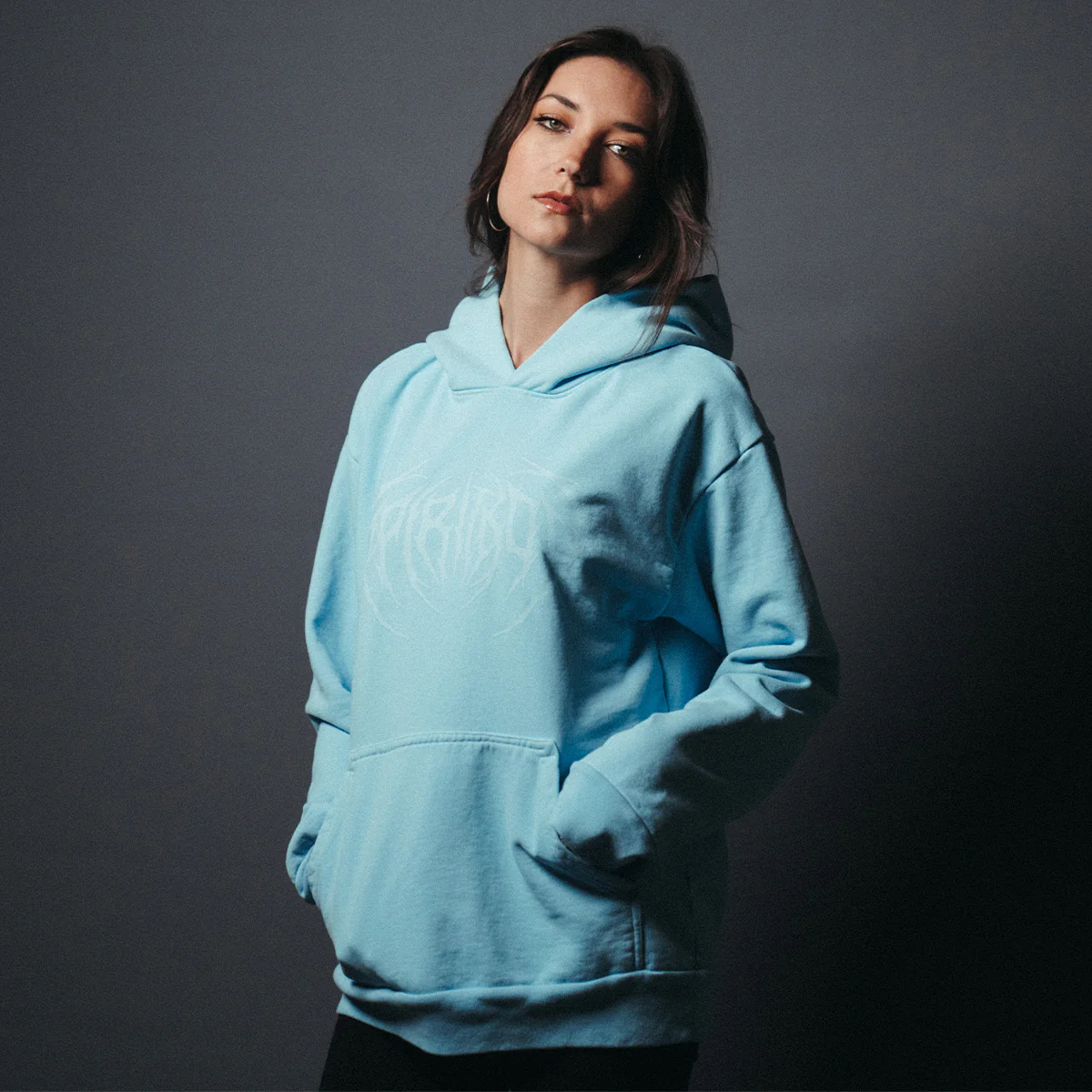 Light Blue Death Metal Logo Hoodie - Image 3