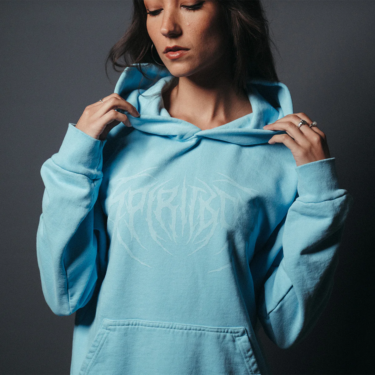 Light Blue Death Metal Logo Hoodie - Image 4